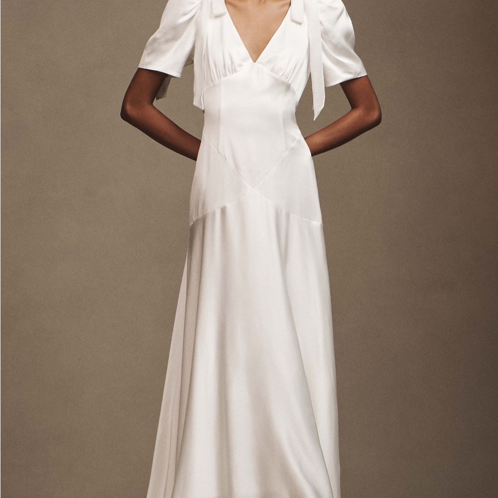 Mare mare V-Neck bow flutter sleeve velvet slip dress